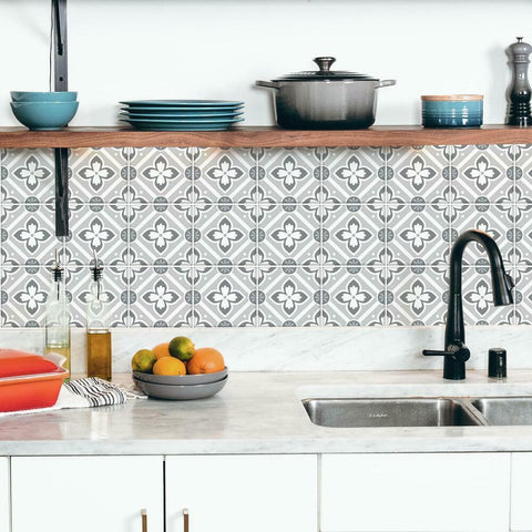 GALWAY GRAY TILE BACKSPLASH PEEL AND STICK GIANT WALL DECALS
