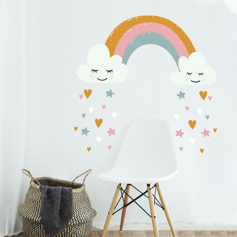 RAINBOW AND HEARTS PEEL AND STICK GIANT WALL DECALS