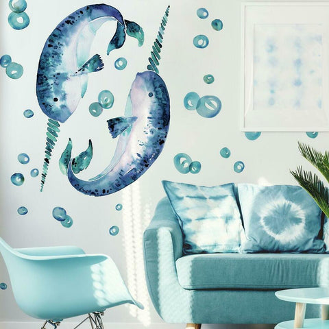 CATCOQ NARWHAL GIANT PEEL AND STICK WALL DECALS