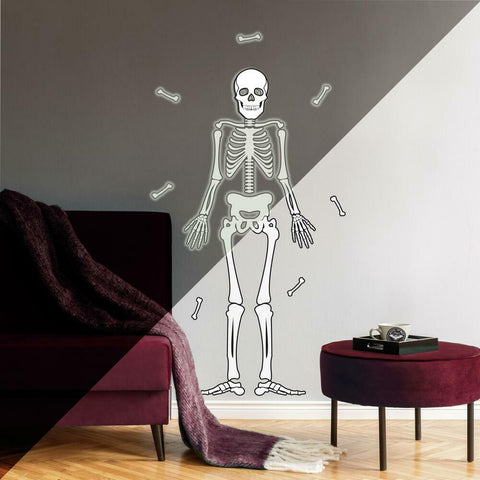 SKELETON GLOW IN THE DARK PEEL AND STICK GIANT WALL DECALS
