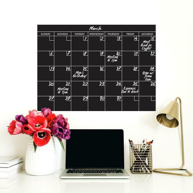 Monthly/Weekly Calendar Wall Decal Set: Gray Chalkboard
