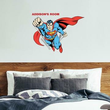 CLASSIC SUPERMAN PEEL AND STICK GIANT WALL DECALS WITH ALPHABET