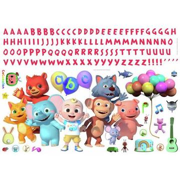 COCOMELON PEEL AND STICK GIANT WALL DECALS WITH ALPHABET