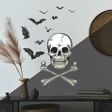 SKULL GLOW IN THE DARK PEEL AND STICK GIANT WALL DECAL