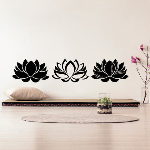 BLACK LINE ART LOTUS PEEL AND STICK GIANT WALL DECAL