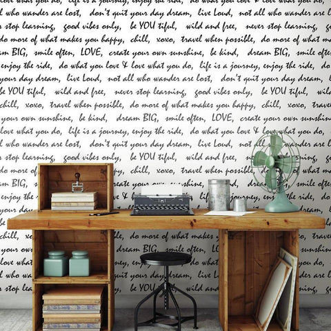 DREAM BIG SCRIPT BLACK PEEL & STICK WALLPAPER