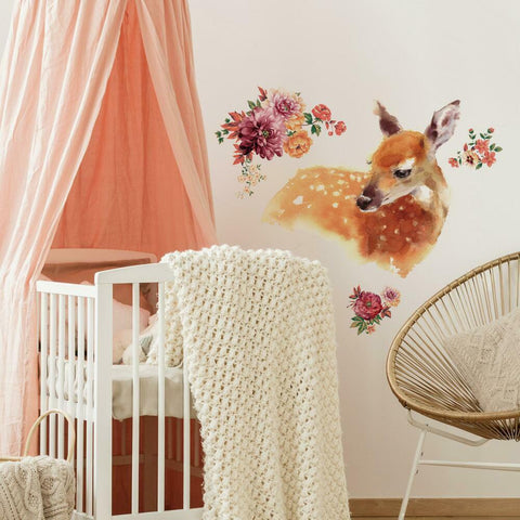 WATERCOLOR FAWN PEEL AND STICK GIANT WALL DECALS