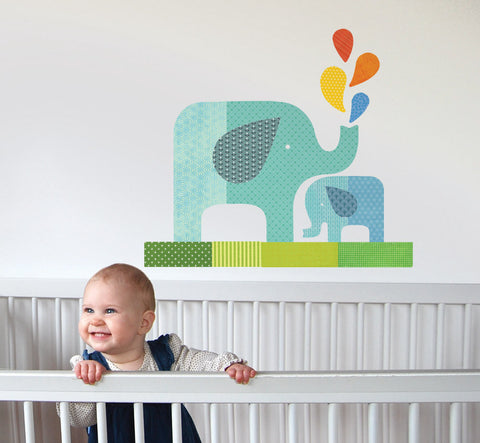 Blue Elephant Baby Wall Decal
