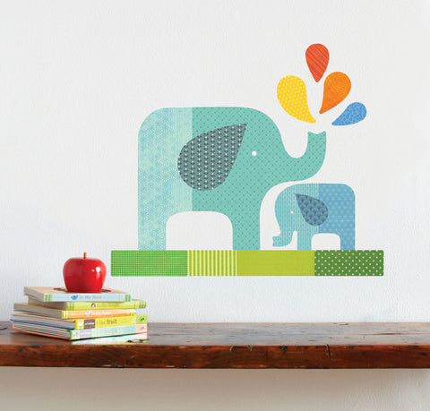 Blue Elephant Baby Wall Decal